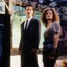 Still of Keanu Reeves and Dina Meyer in Johnny Mnemonic