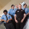 Still of Michael Peña, Jesse Plemons, Seth Rogen, John Yuan and Matt Yuan in Observe and Report