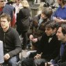 Hugh Grant, Nicholas Hoult, Chris Weitz and Paul Weitz in About a Boy