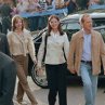 Still of Michael Keaton, Katie Holmes and Margaret Colin in First Daughter