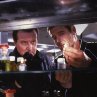 Still of Roger Moore and Patrick Macnee in A View to a Kill